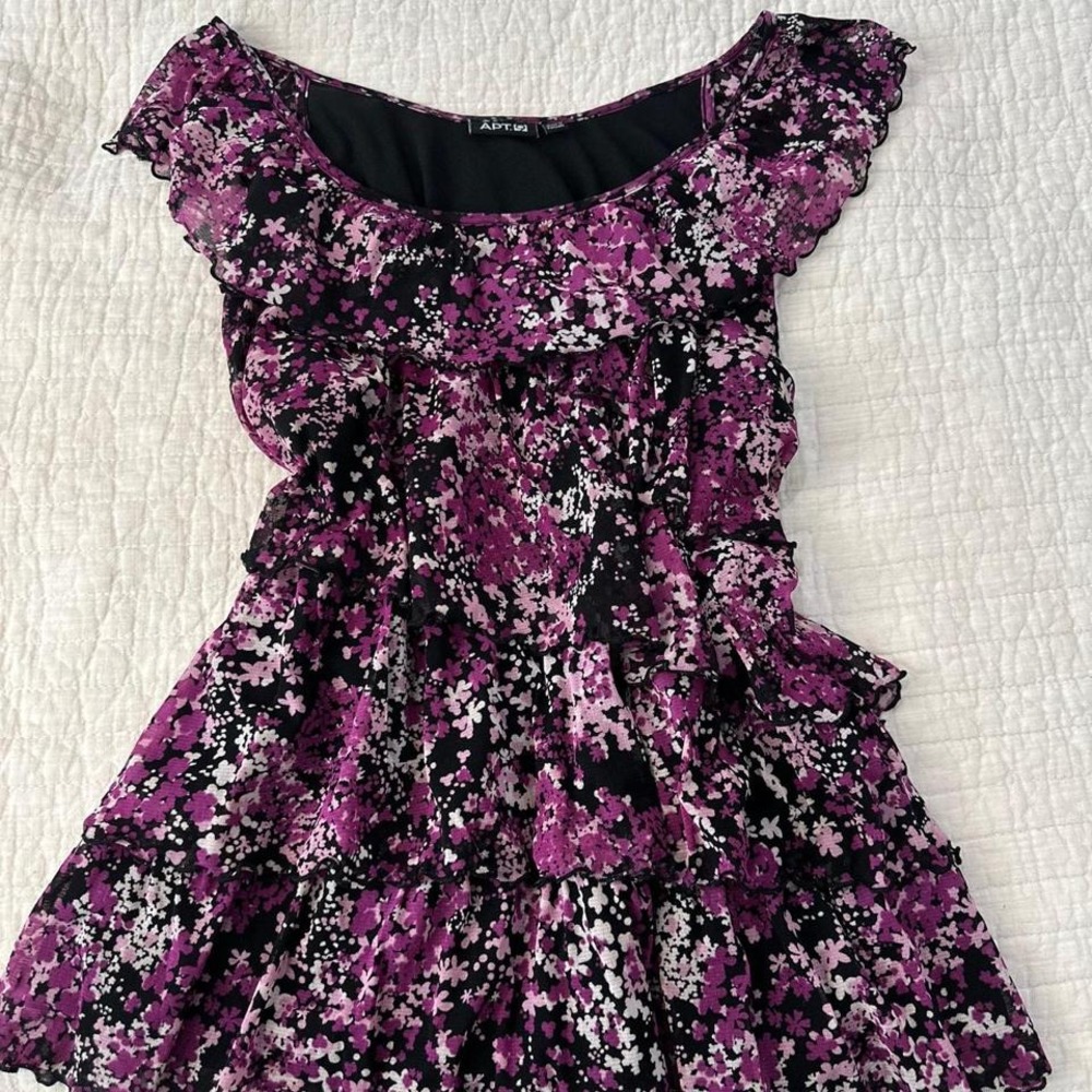 Y2k mesh floral ruffle top